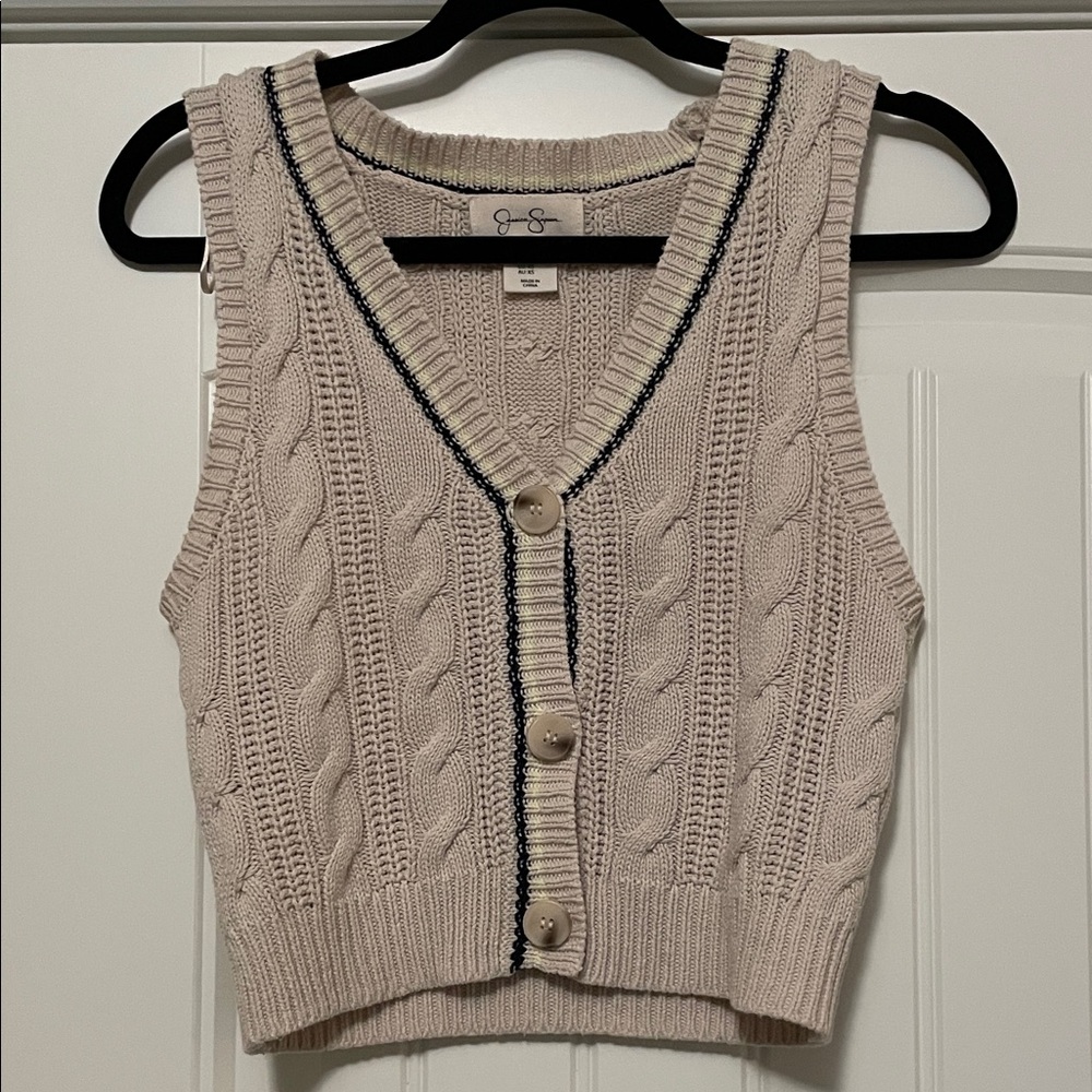 Jessica Simpson Cable Knit Beige Sweater Vest